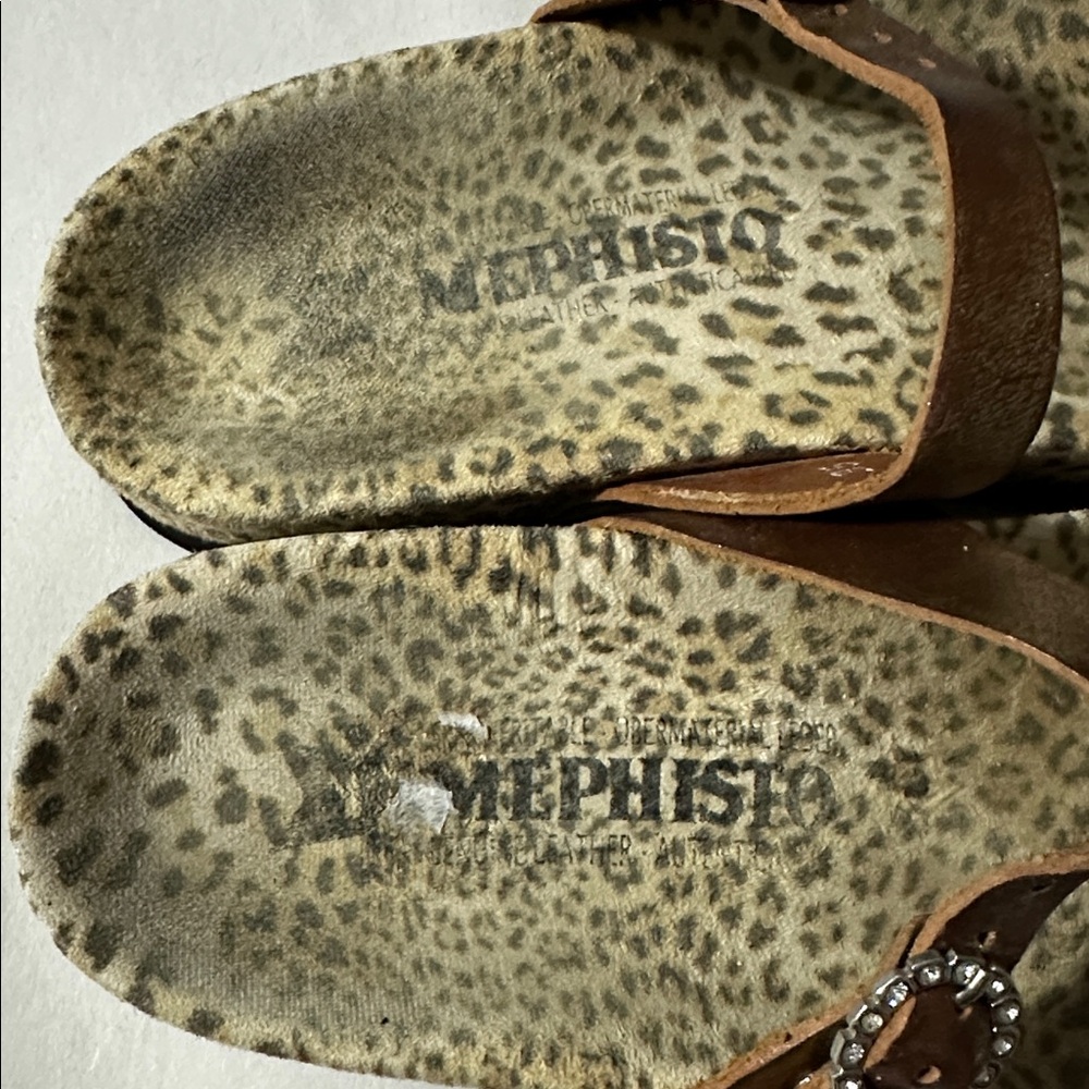MEPHISTO Metalic Copper Toned Leopard Print Slip on Sandals with Buckles EU 35 - Picture 3 of 12